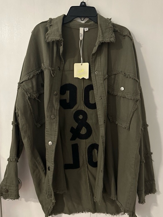 Elan Jackets & Blazers - Elan Olive Green Casual Button-Up Shirt